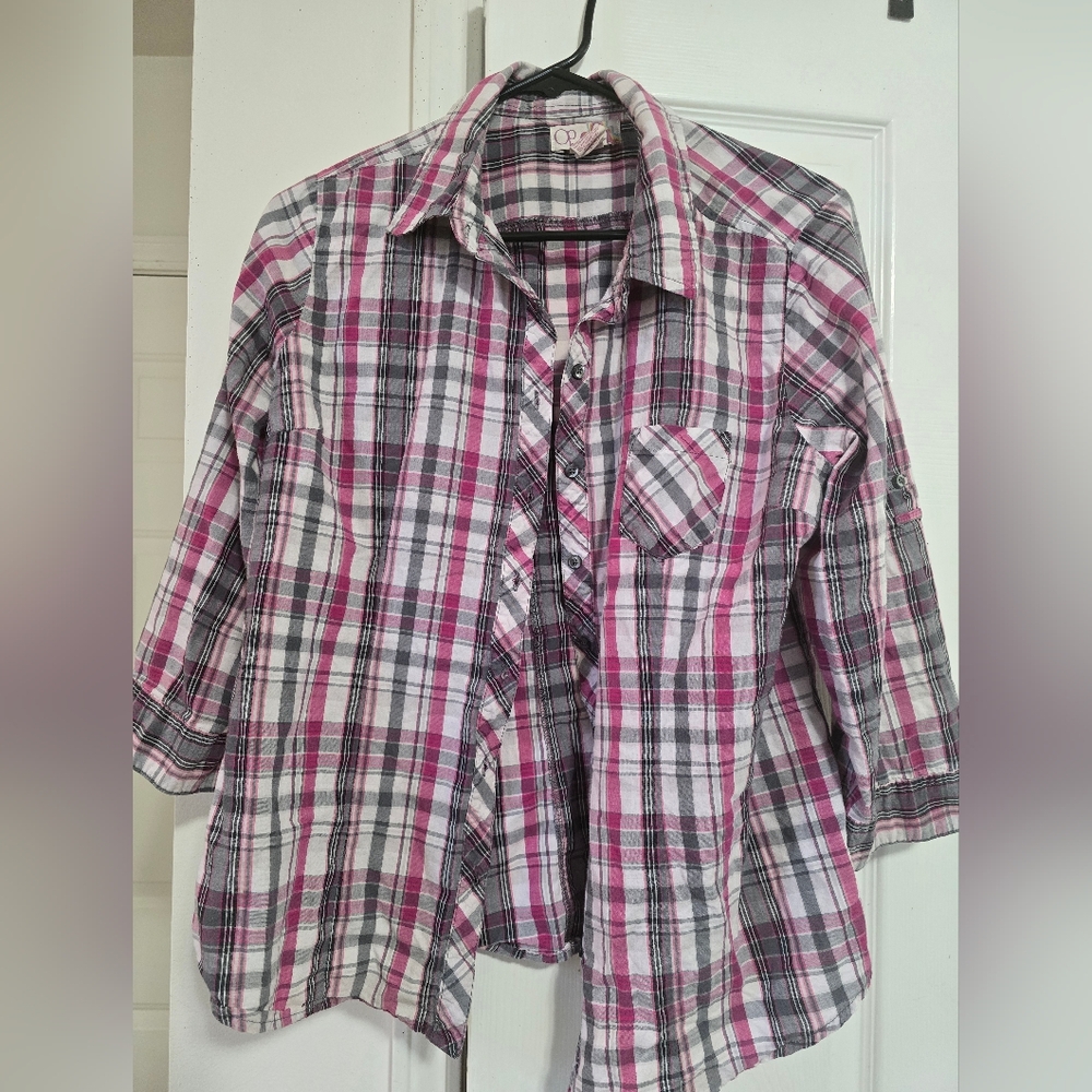 Plaid Woman's Shirt - Pink and White